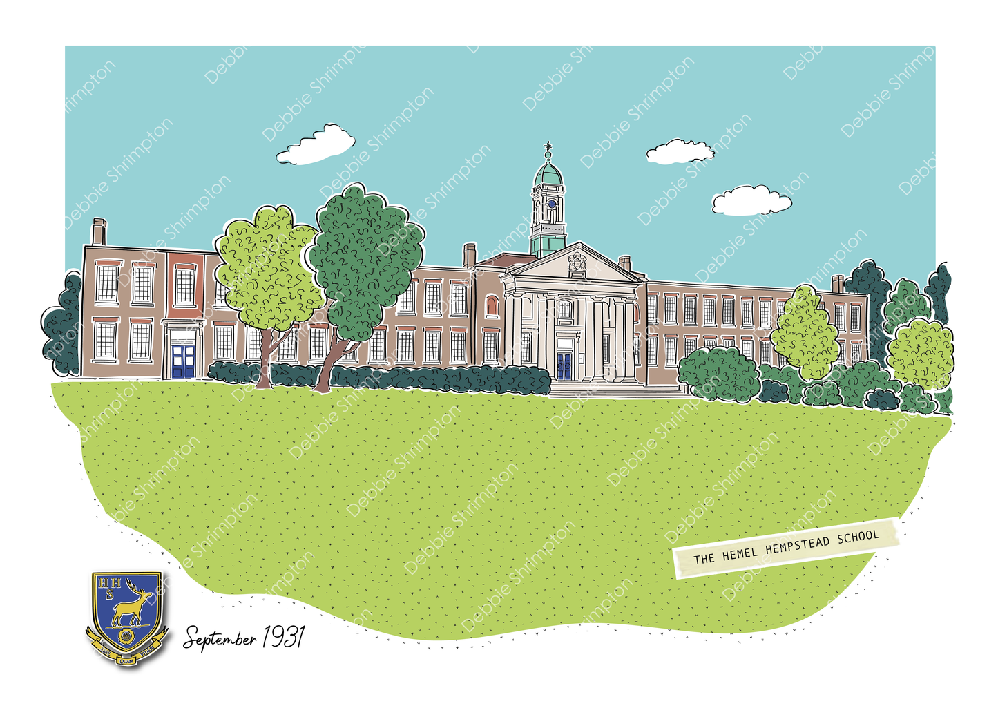 The Hemel Hempstead School Original Building Framed Illustration