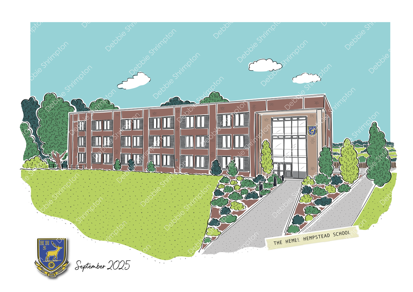 The Hemel Hempstead School East Block Framed Illustration
