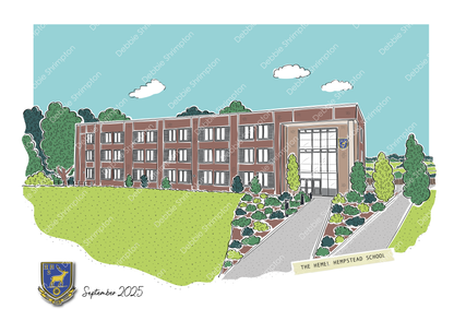 The Hemel Hempstead School East Block Framed Illustration