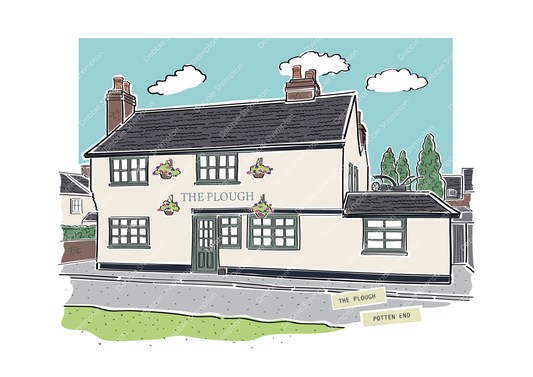 The Plough, Potten End Framed Illustration