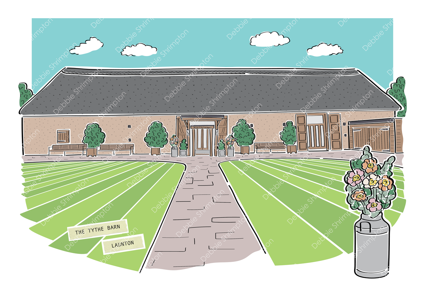 Tythe Barn Launton, Oxfordshire Framed Illustration